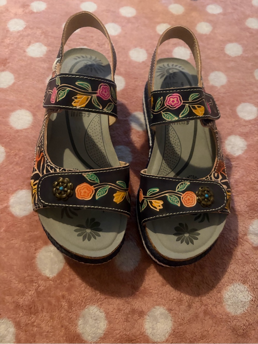 L'ARTISTE Alannah Size 36/ 5.5-6 Navy Blue Leather Slingback Comfort Sandals